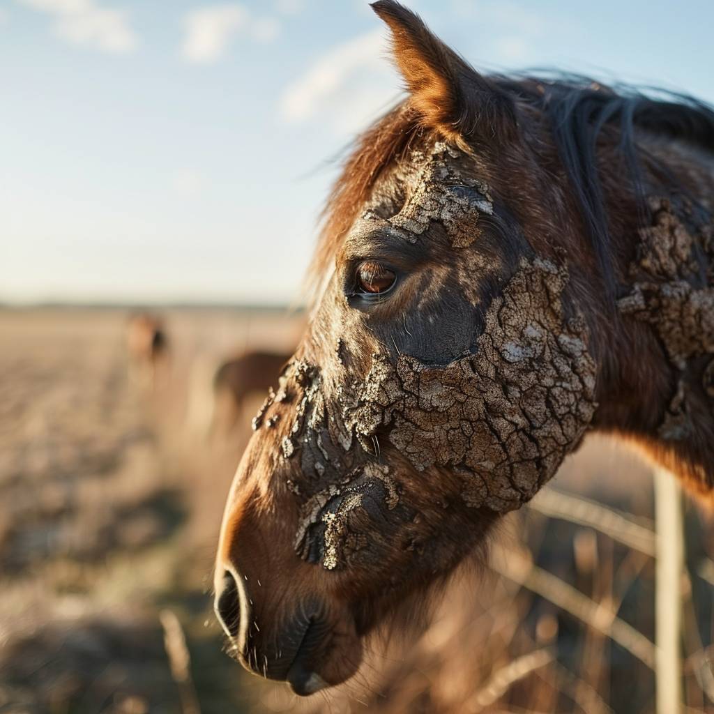 Symptômes de la dermatophilose chez le cheval