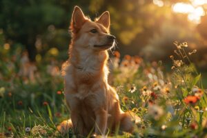 Chien heureux avec une médaille de mutuelle